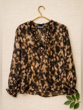 Simply Vera Vera Wang Sheer Abstract Blouse – Flowy Layering Style | Size L